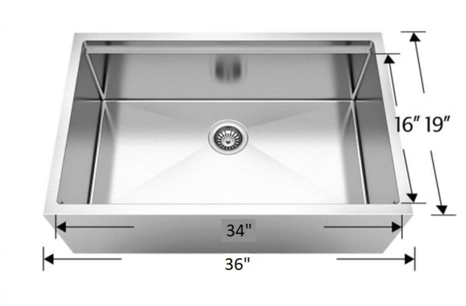 American Imaginations AI-34566 36" Stainless Steel Rectangle Stainless Steel Modern Kitchen Sink