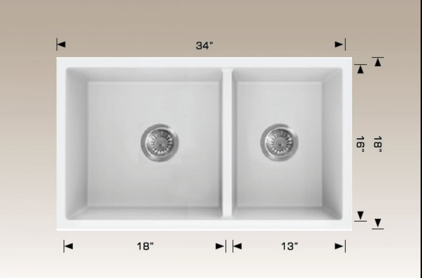 American Imaginations AI-34572 34" White Granite Composite Rectangle Granite Composite Modern Kitchen Sink
