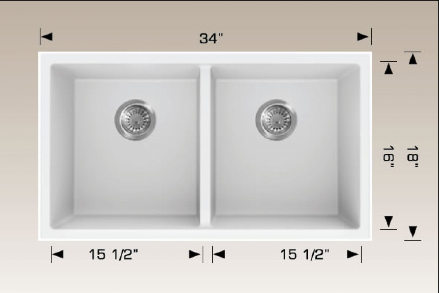 American Imaginations AI-34573 34" White Granite Composite Rectangle Granite Composite Modern Kitchen Sink