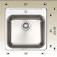 American Imaginations AI-34576 20" Stainless Steel Square Stainless Steel Modern Kitchen Sink