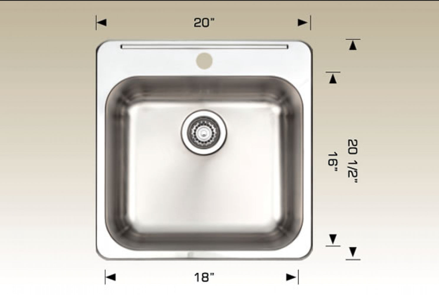 American Imaginations AI-34576 20" Stainless Steel Square Stainless Steel Modern Kitchen Sink