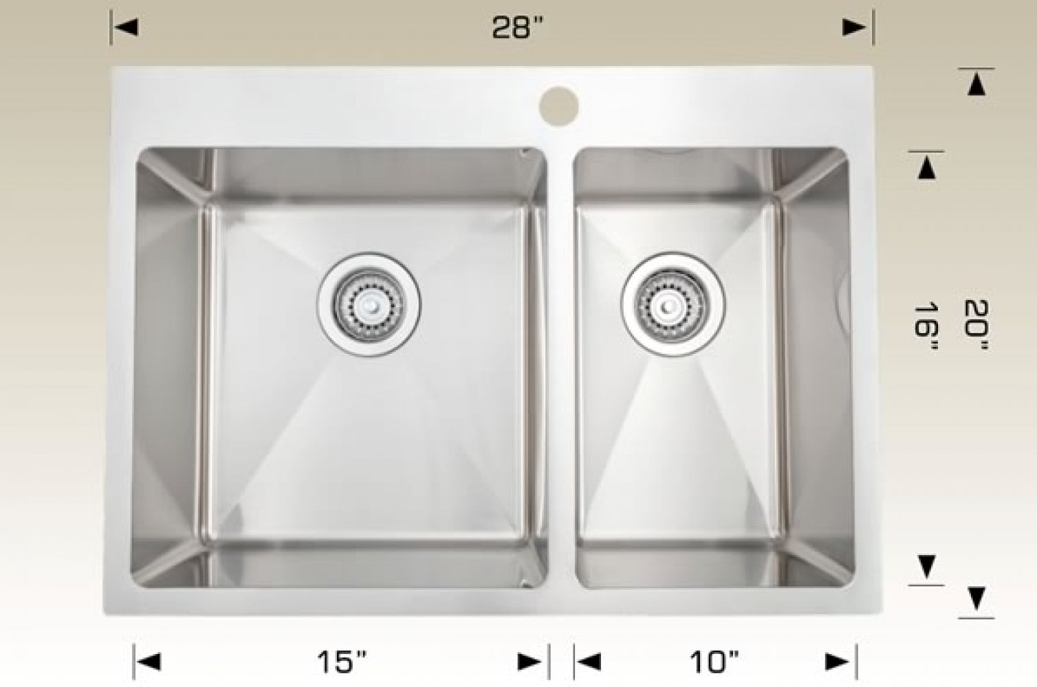 American Imaginations AI-34577 28" Stainless Steel Rectangle Stainless Steel Modern Kitchen Sink