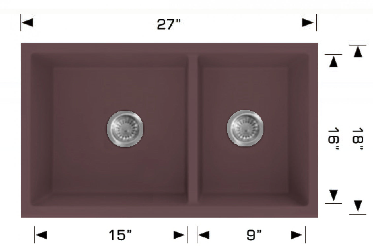 American Imaginations AI-34614 27" Coffee Rectangle Granite Composite Modern Kitchen Sink