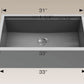 American Imaginations AI-34623 33" Grey Granite Composite Rectangle Granite Composite Modern Kitchen Sink