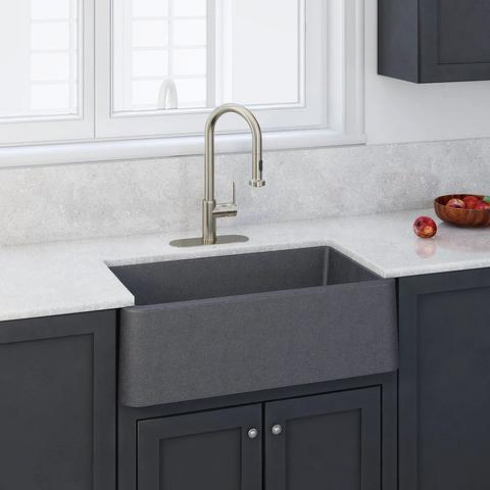 American Imaginations AI-34623 33" Grey Granite Composite Rectangle Granite Composite Modern Kitchen Sink