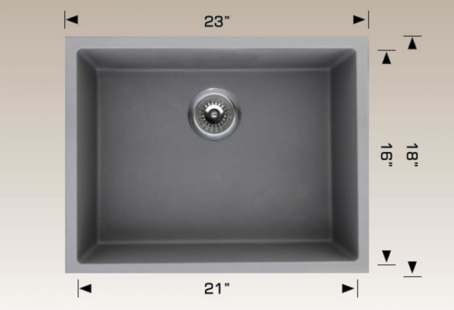 American Imaginations AI-34653 23" Coffee Rectangle Granite Composite Traditional Kitchen Sink