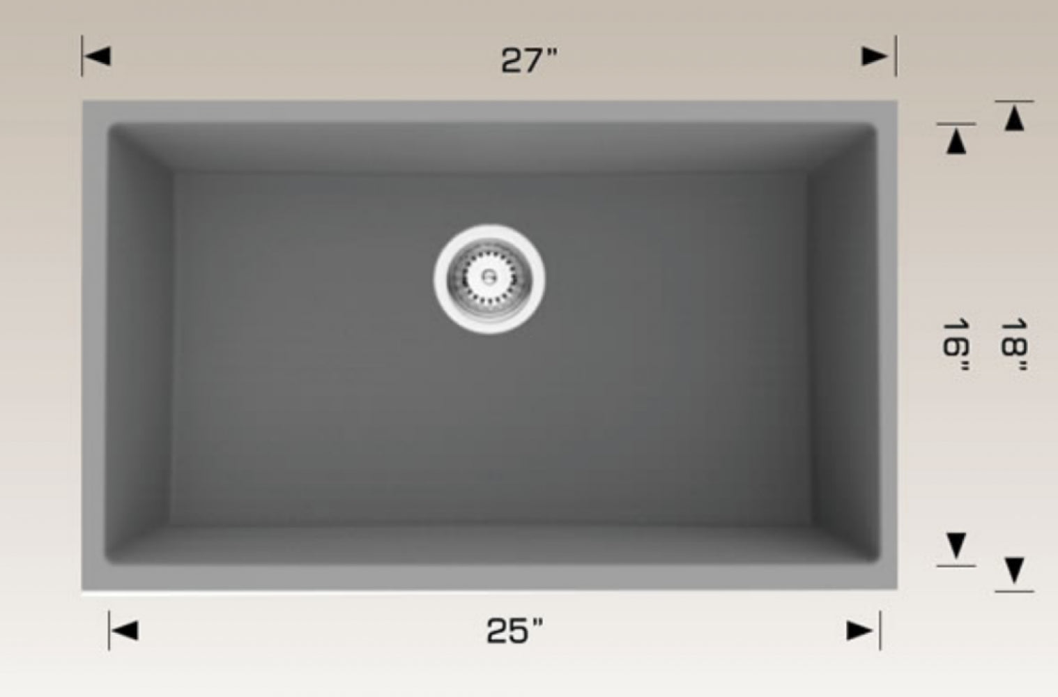 American Imaginations AI-34654 27" Coffee Rectangle Granite Composite Modern Kitchen Sink