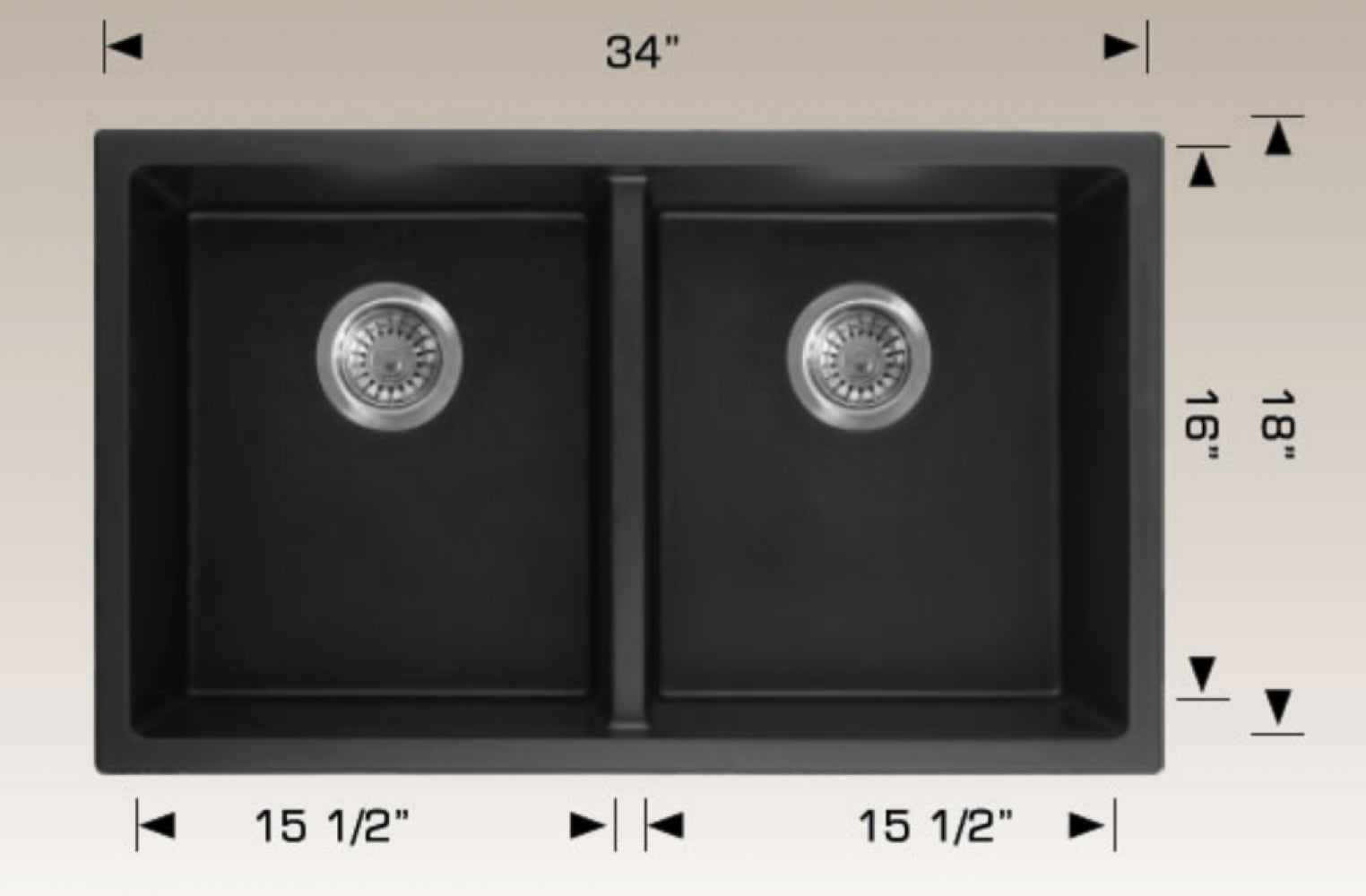 American Imaginations AI-34656 34" Coffee Rectangle Granite Composite Modern Kitchen Sink