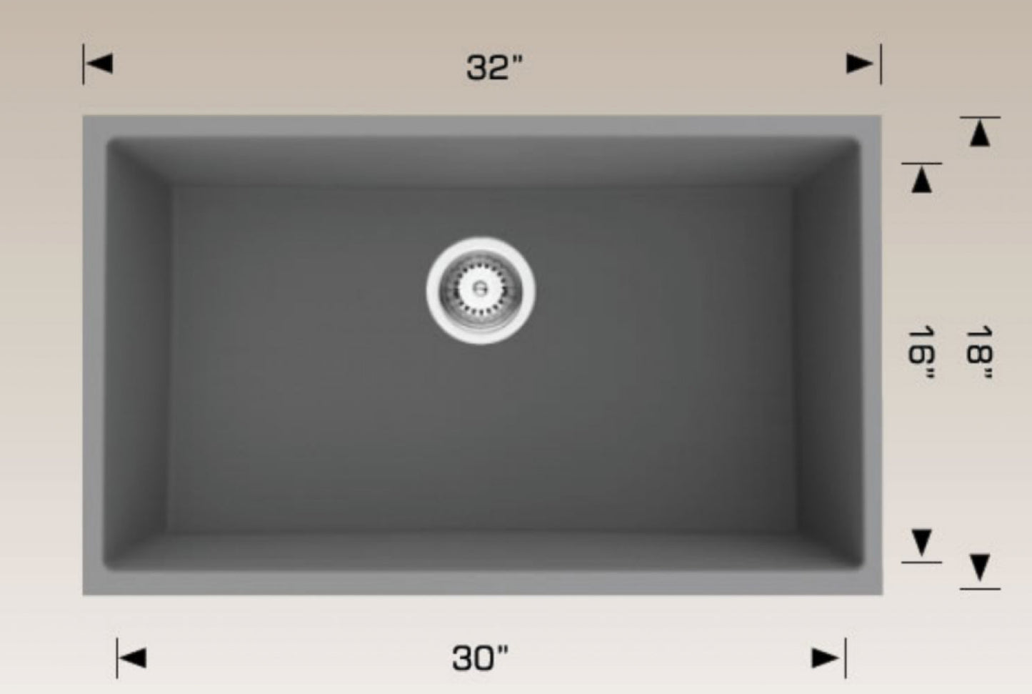 American Imaginations AI-34763 32" Coffee Rectangle Granite Composite Modern Kitchen Sink