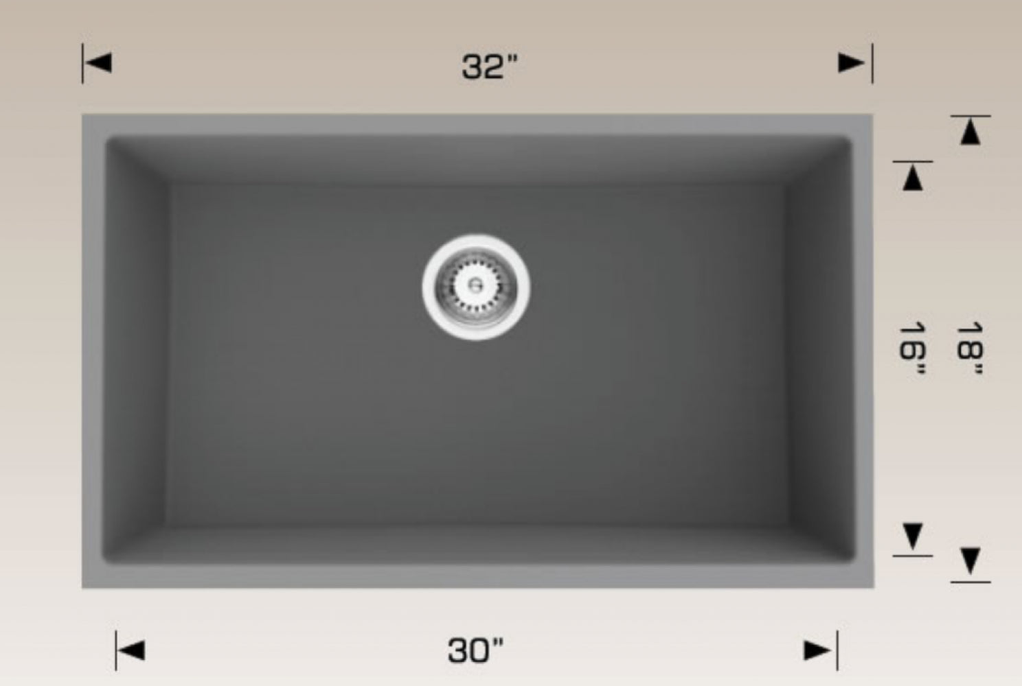 American Imaginations AI-34763 32" Coffee Rectangle Granite Composite Modern Kitchen Sink