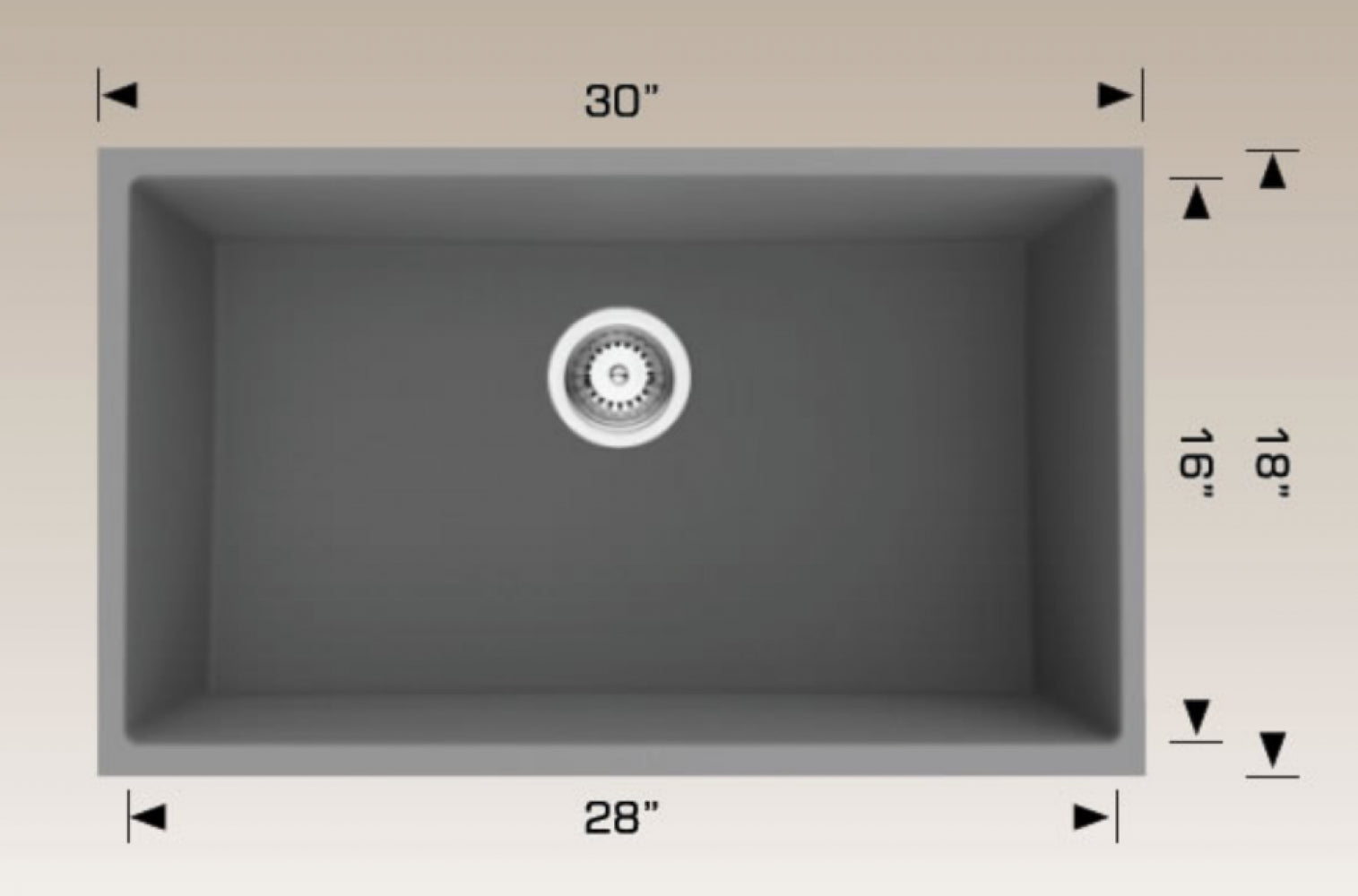 American Imaginations AI-34766 30" Coffee Rectangle Stainless Steel Modern Kitchen Sink