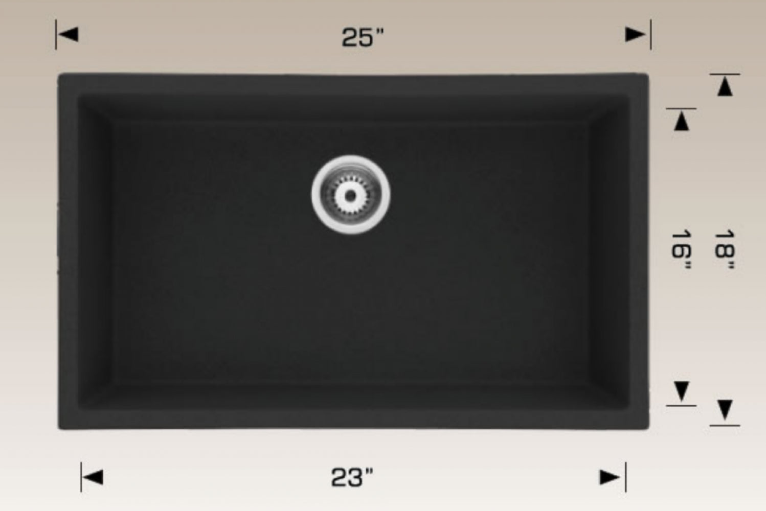 American Imaginations AI-34767 25" Coffee Rectangle Granite Composite Modern Kitchen Sink