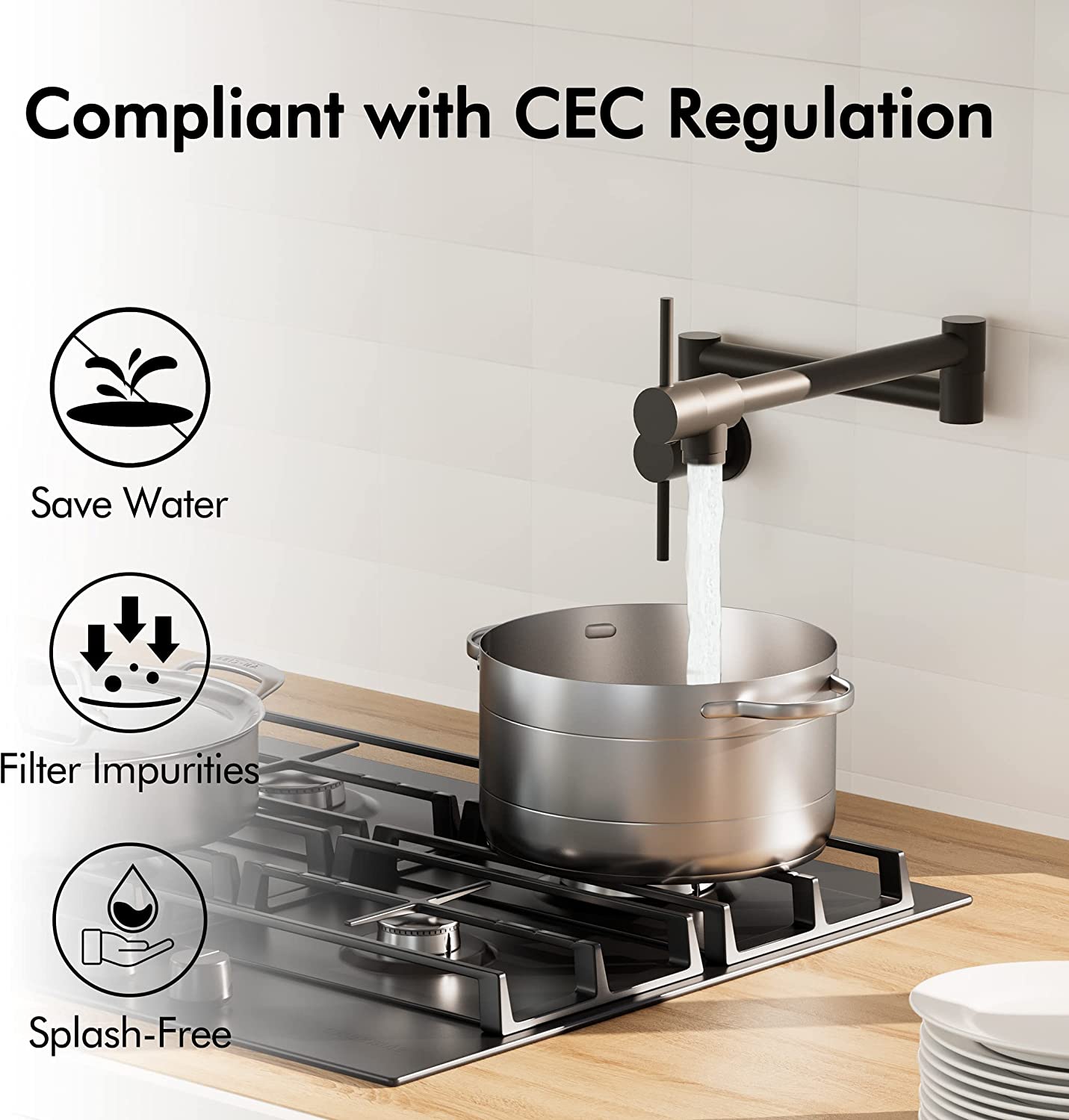 American Imaginations AI-36096 20" Matte Black Unique Brass Modern Kitchen Sink Faucet