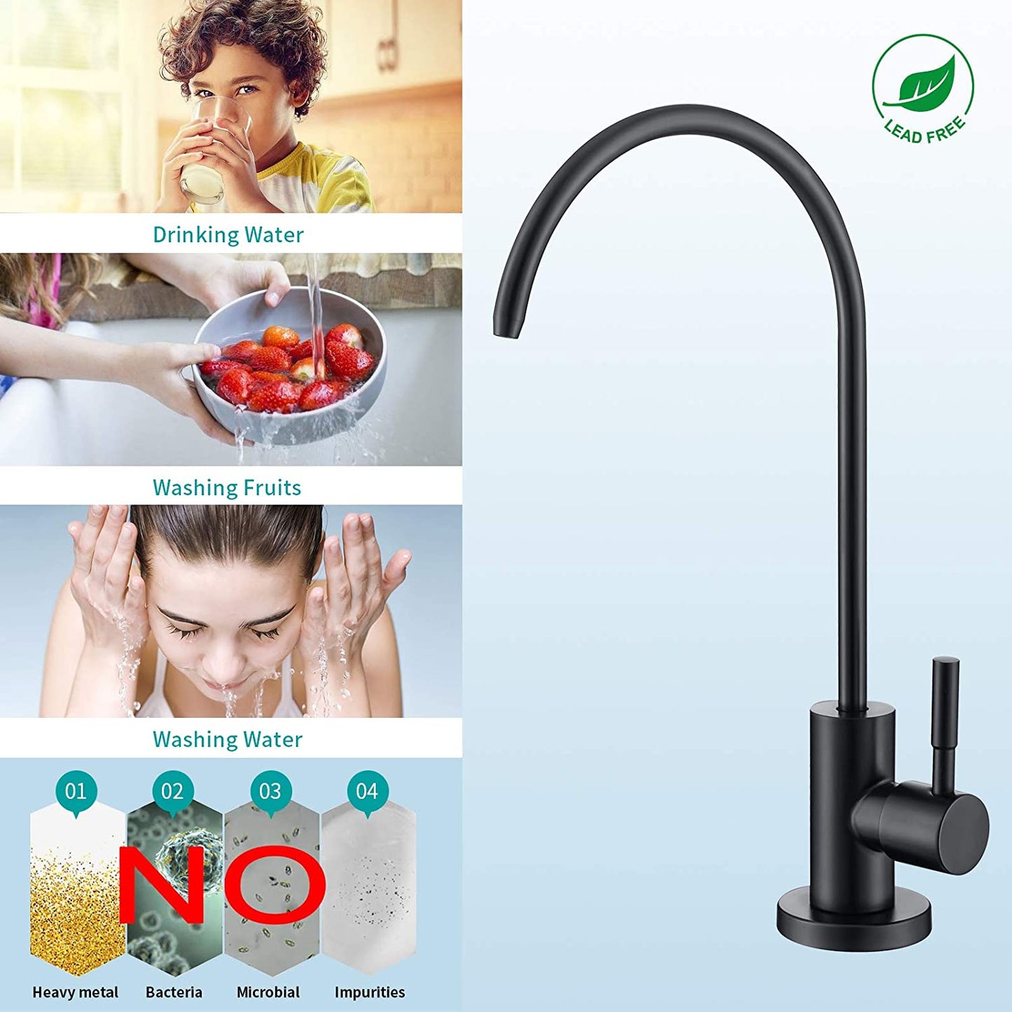 American Imaginations AI-36506 3" Black Arc Stainless Steel Modern Kitchen Sink Faucet