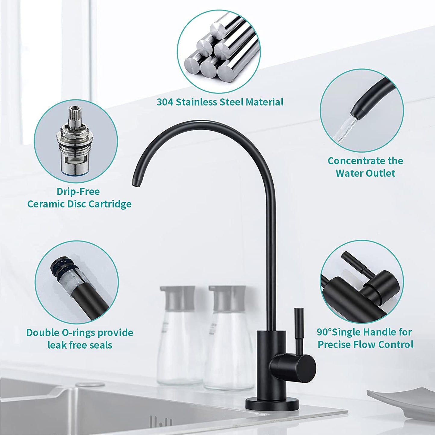 American Imaginations AI-36506 3" Black Arc Stainless Steel Modern Kitchen Sink Faucet