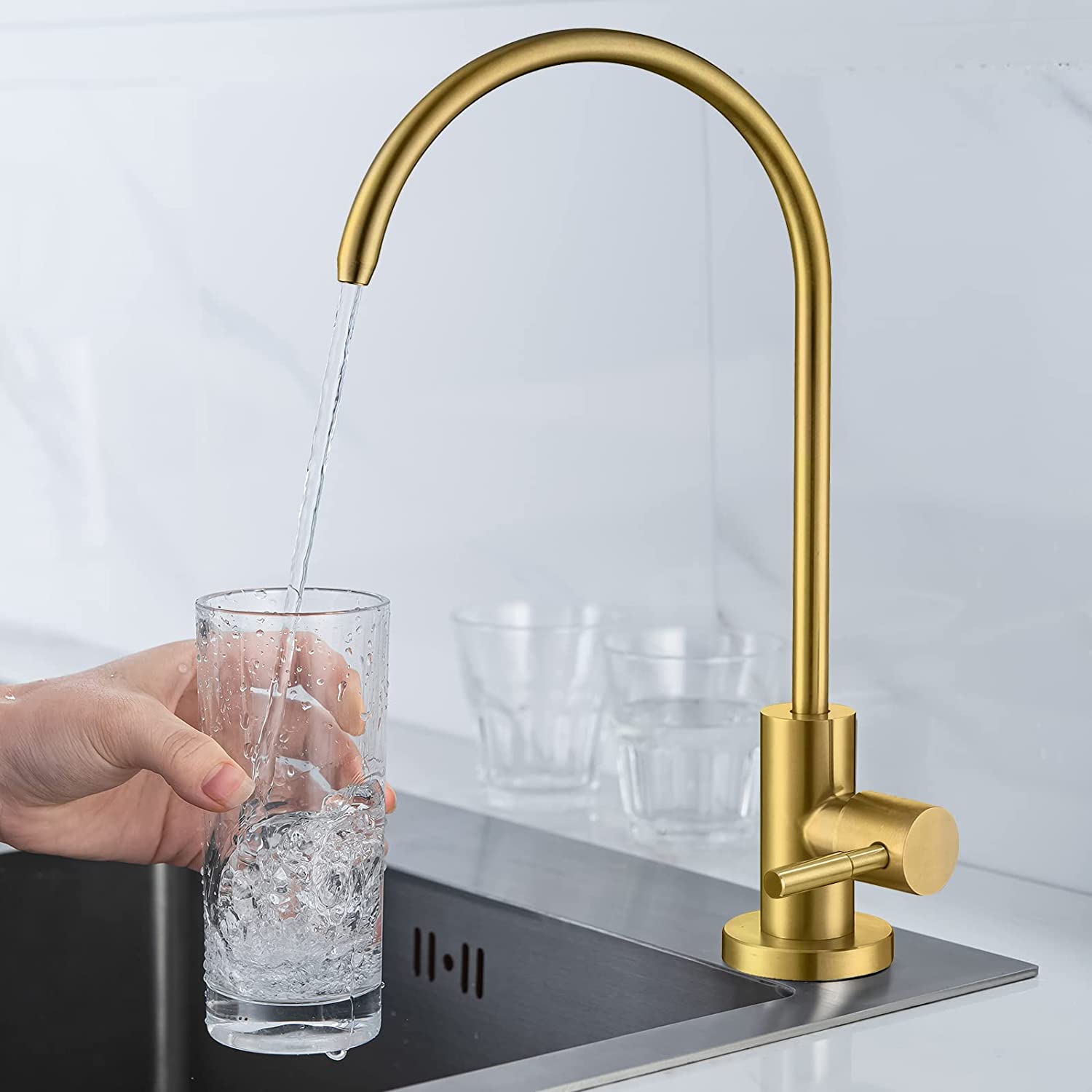 American Imaginations AI-36508 2" Brass Arc Stainless Steel Modern Kitchen Sink Faucet