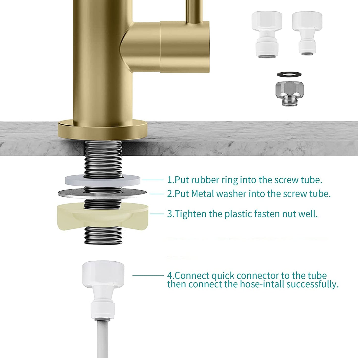 American Imaginations AI-36509 2" Gold Arc Stainless Steel Modern Kitchen Sink Faucet