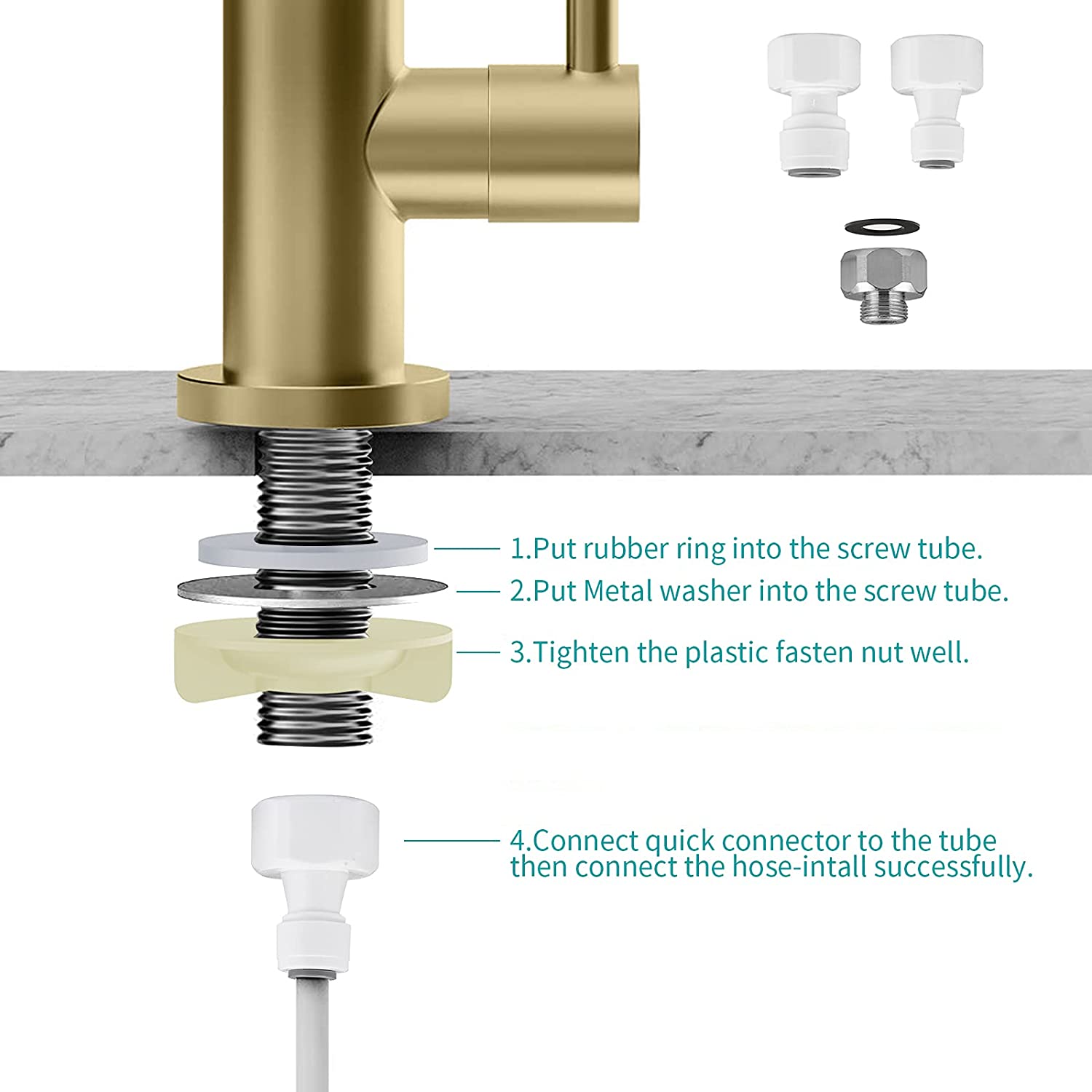 American Imaginations AI-36509 2" Gold Arc Stainless Steel Modern Kitchen Sink Faucet