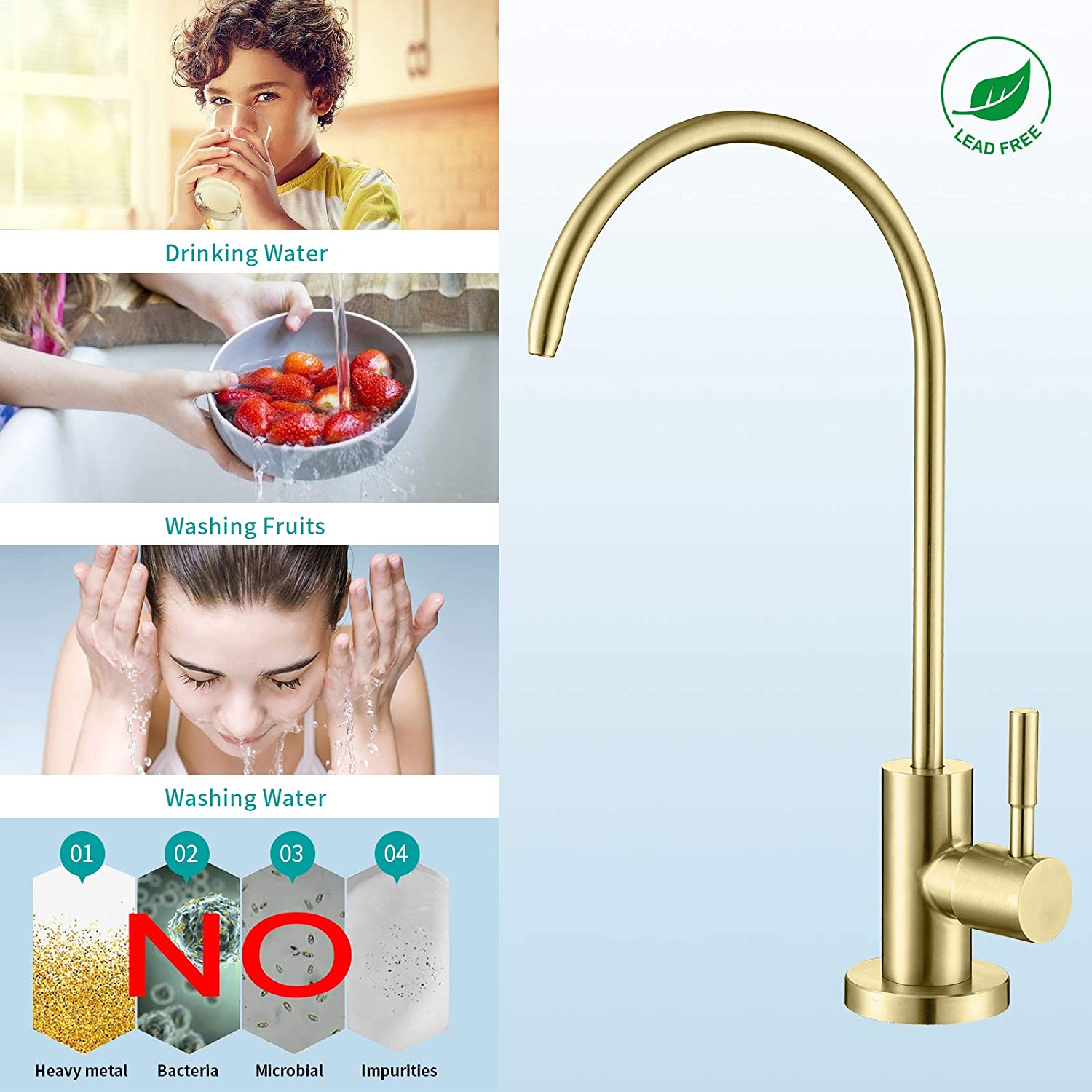 American Imaginations AI-36509 2" Gold Arc Stainless Steel Modern Kitchen Sink Faucet