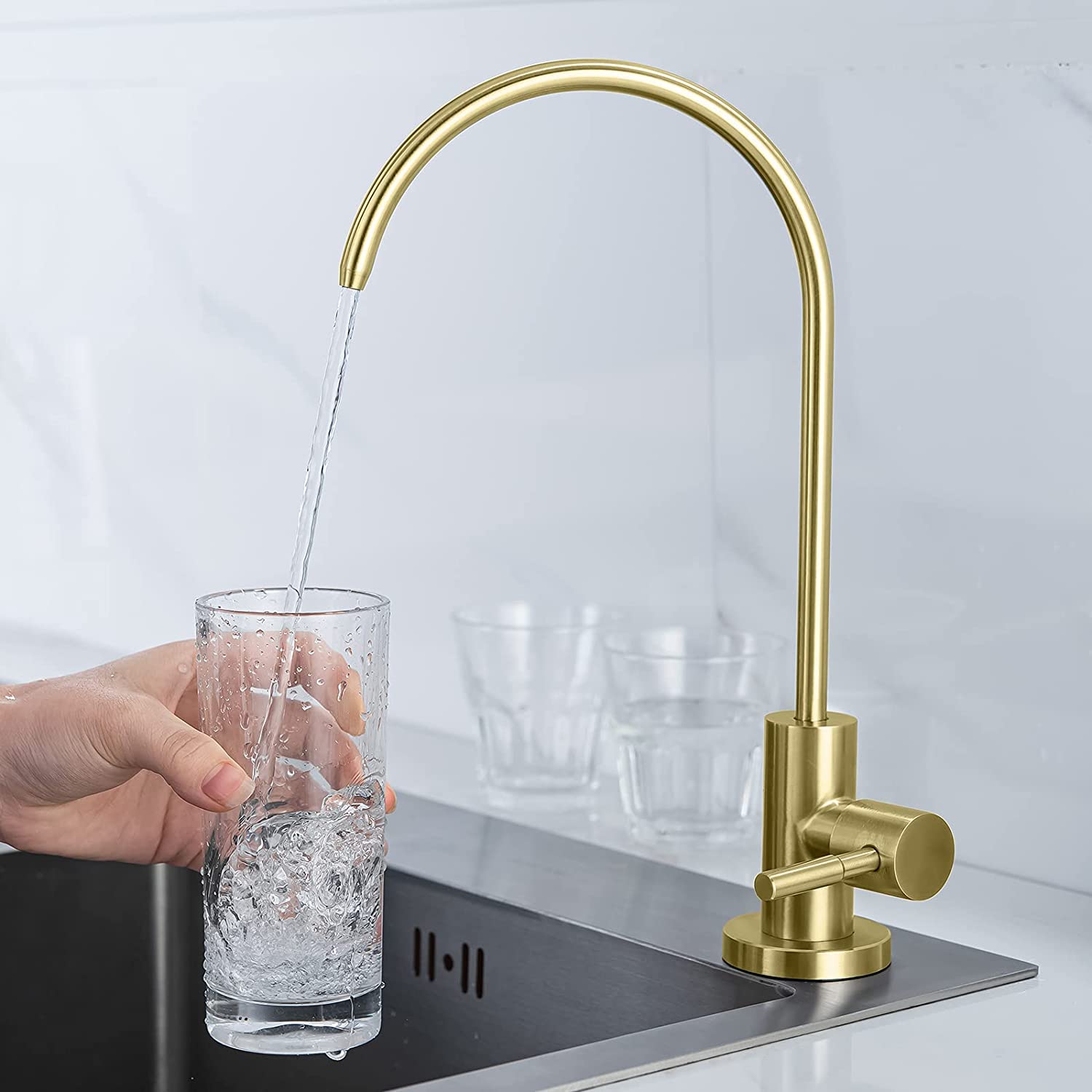 American Imaginations AI-36509 2" Gold Arc Stainless Steel Modern Kitchen Sink Faucet