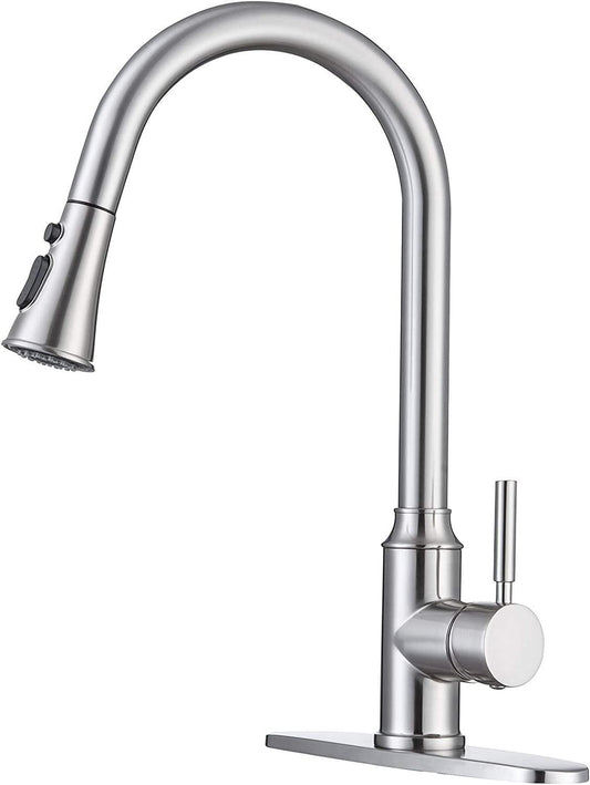 American Imaginations AI-36533 10" Brushed Nickel Curved Stainless Steel Modern Kitchen Sink Faucet