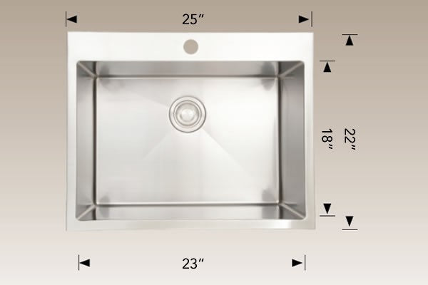 American Imaginations AI-37002 25" Chrome Rectangle Stainless Steel Modern Kitchen Sink