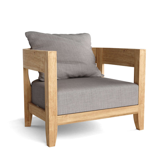 Anderson Teak Coronado Natural Teak Wood Deep Seating Armchair With All-Weather Sunbrella Cushions