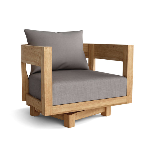 Anderson Teak Coronado Natural Teak Wood Deep Seating Swivel Armchair With All-Weather Sunbrella Cushions