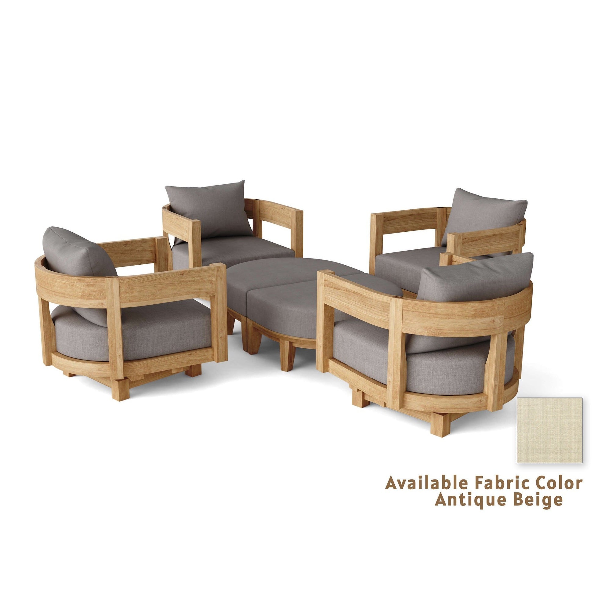 Anderson Teak Coronado SET-174 6-pc Natural Teak Wood Deep Seating Set With Antique Beige All-Weather Sunbrella Cushions