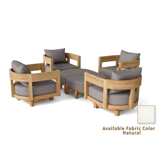 Anderson Teak Coronado SET-174 6-pc Natural Teak Wood Deep Seating Set With Natural All-Weather Sunbrella Cushions