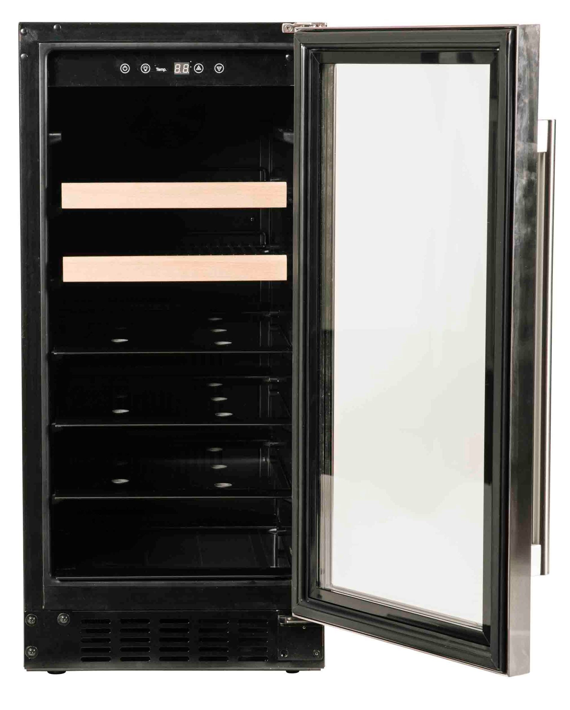 Azure 1.0 15" 3 Cu.Ft. Undercounter Beverage Center With Stainless Trim Glass Door