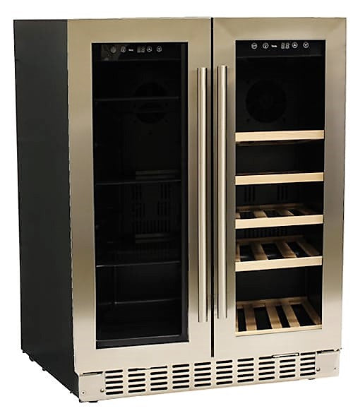 Azure 1.0 24" 2.5 Cu.Ft. French Door Dual Zone Beverage and Wine Center With Stainless Trim Glass Door