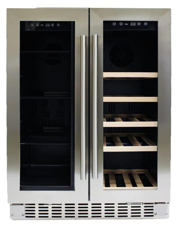 Azure 1.0 24" 2.5 Cu.Ft. French Door Dual Zone Beverage and Wine Center With Stainless Trim Glass Door