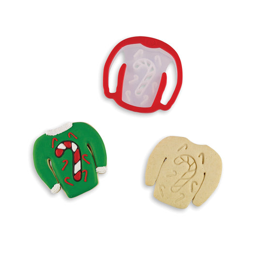Bakelicious Candy Cane Ugly Sweater Cookie Cutter - (58 Pieces)
