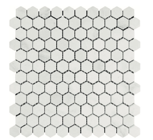 Belluno Designs Hexagon Metal Carrara, Bardiglio and Stainless Steel
