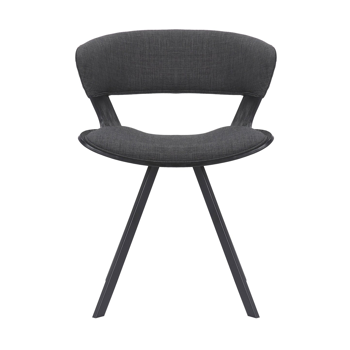 Benzara 18" Black Curved Padded Dining Chair With Angled Legs