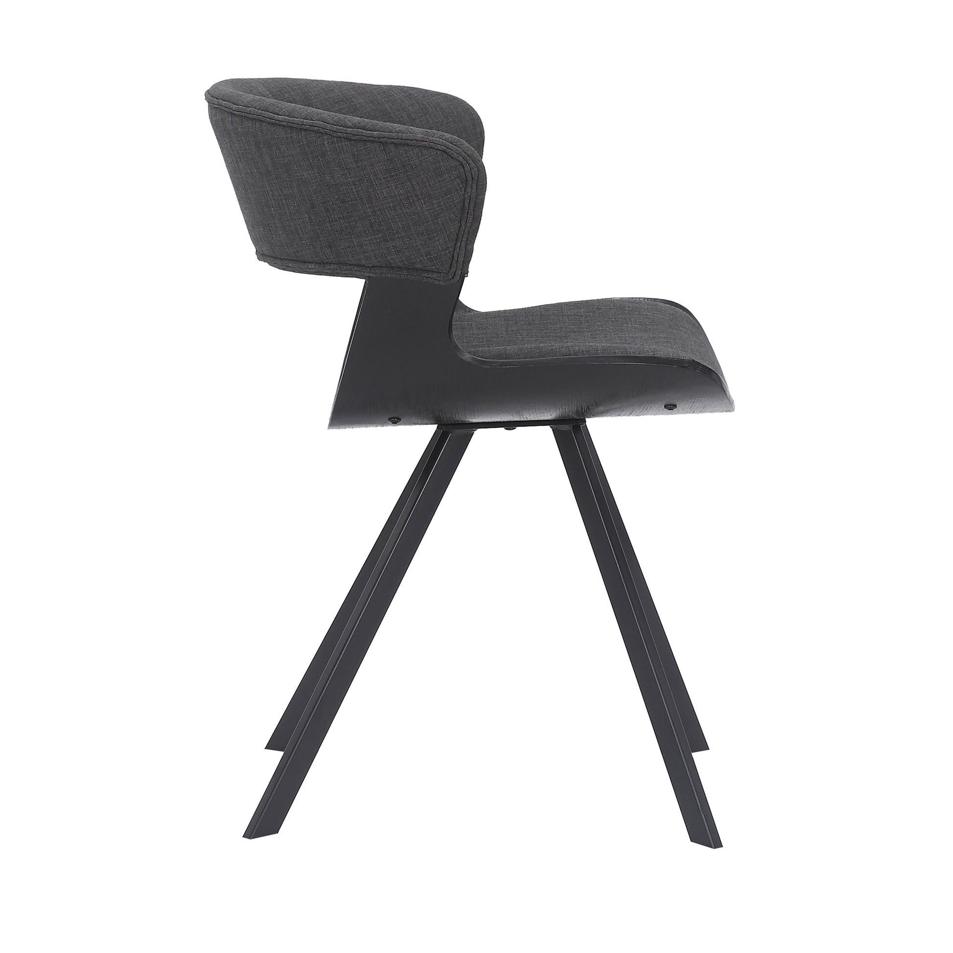 Benzara 18" Black Curved Padded Dining Chair With Angled Legs