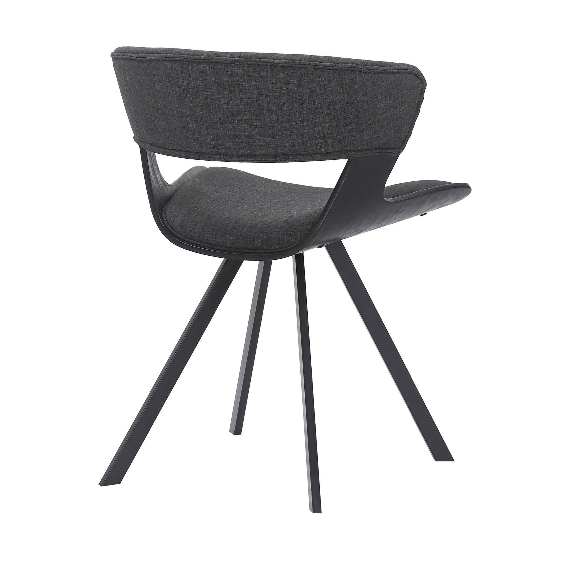 Benzara 18" Black Curved Padded Dining Chair With Angled Legs