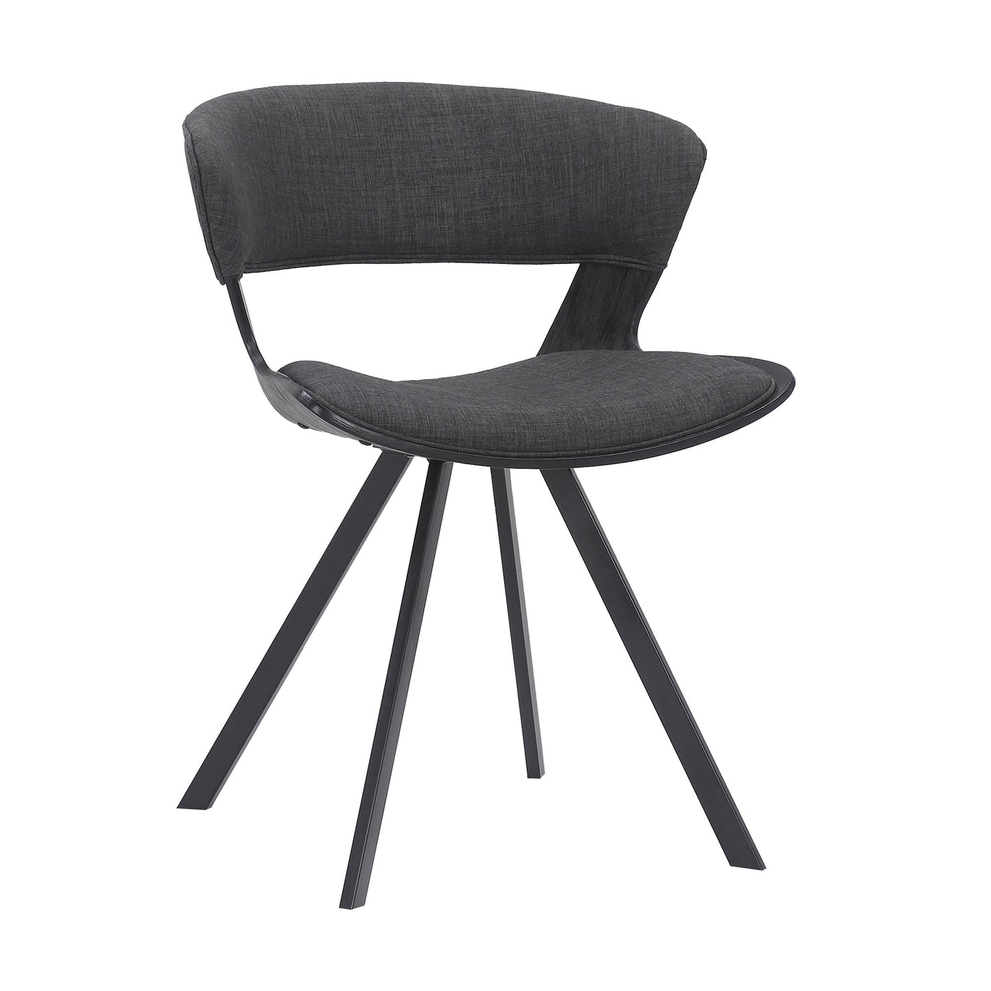 Benzara 18" Black Curved Padded Dining Chair With Angled Legs