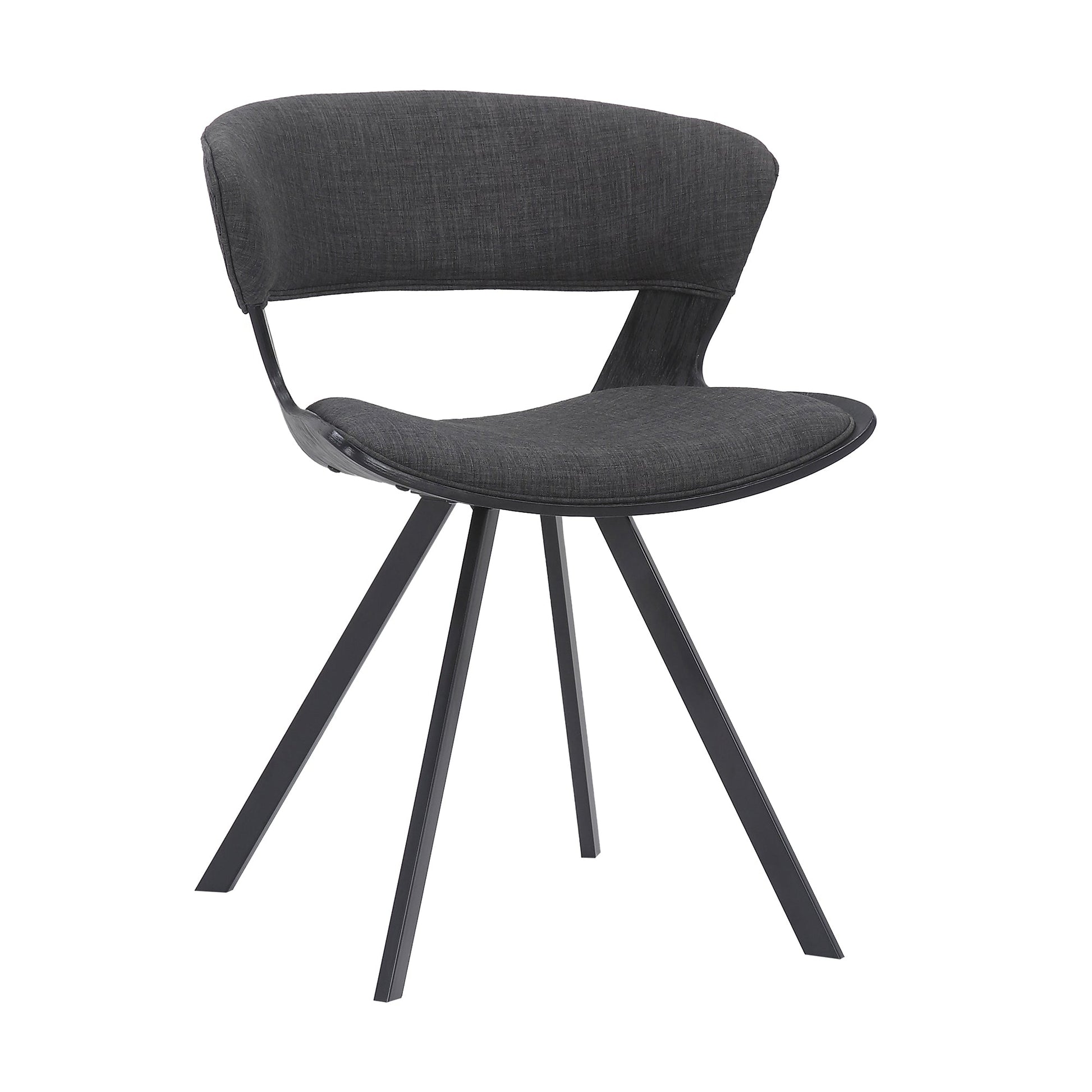 Benzara 18" Black Curved Padded Dining Chair With Angled Legs