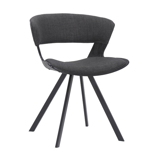 Benzara 18" Black Curved Padded Dining Chair With Angled Legs