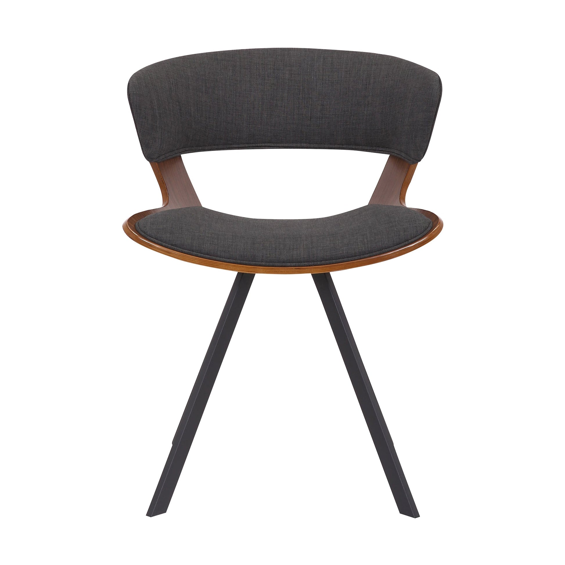 Benzara 18" Brown and Black Curved Padded Dining Chair With Angled Legs