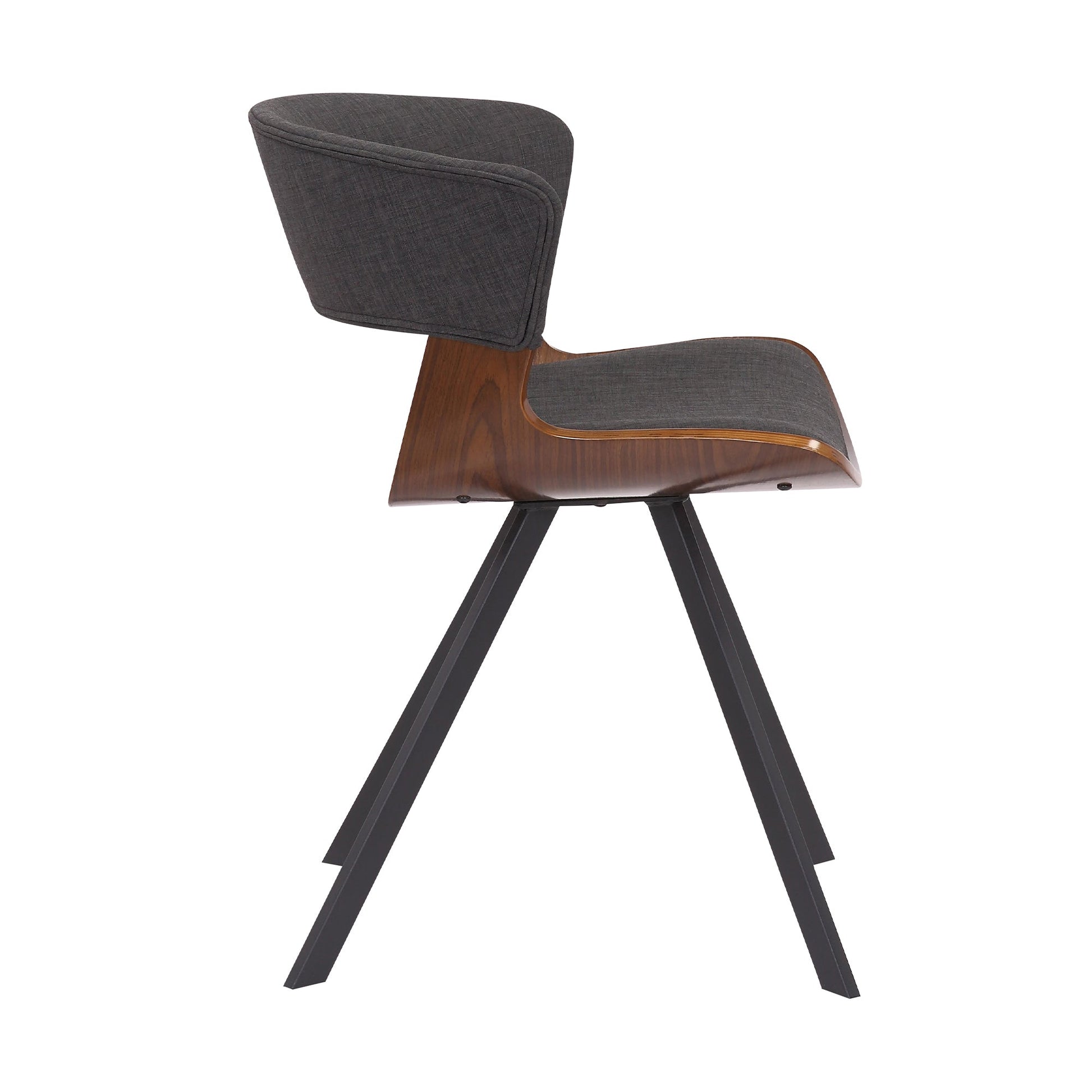 Benzara 18" Brown and Black Curved Padded Dining Chair With Angled Legs