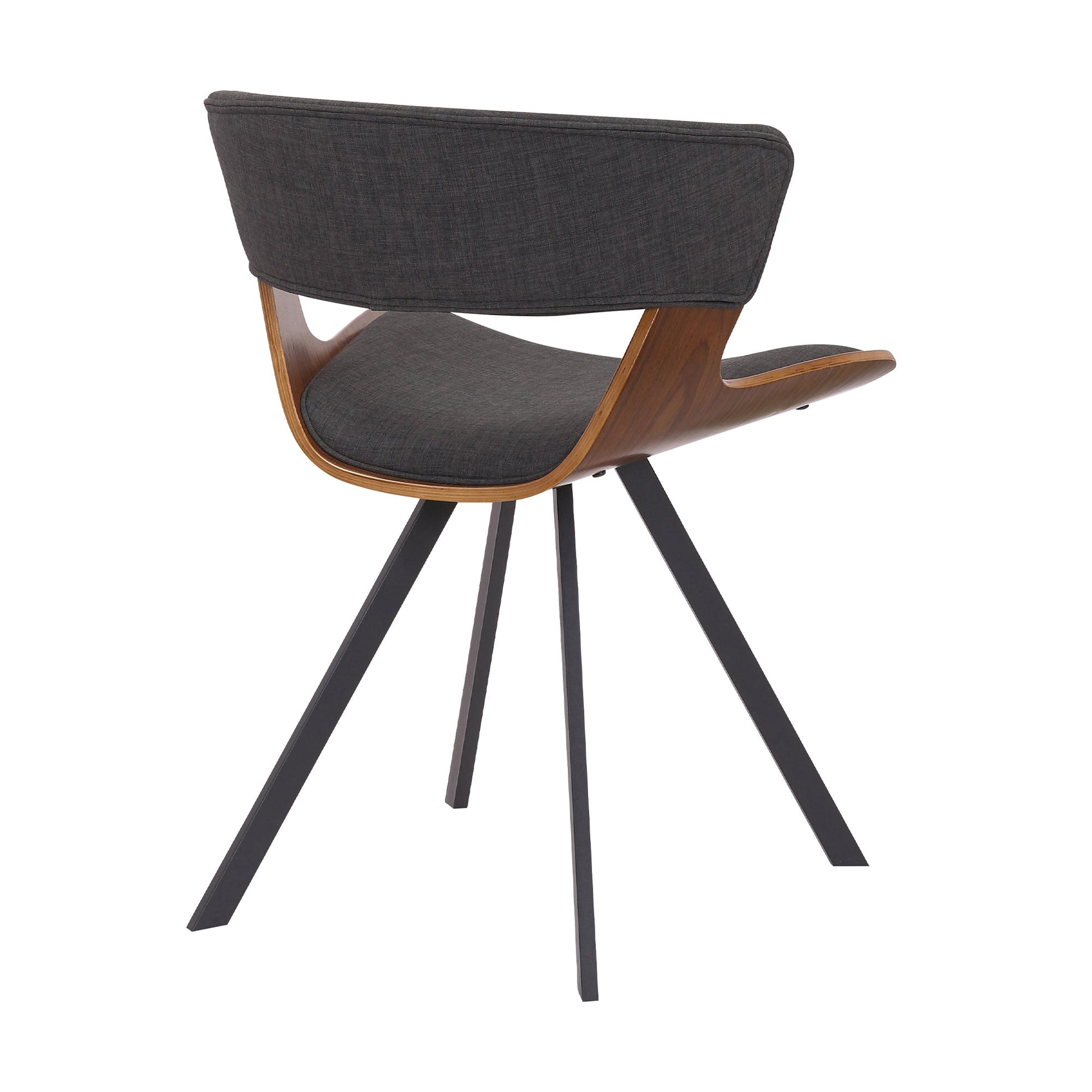 Benzara 18" Brown and Black Curved Padded Dining Chair With Angled Legs