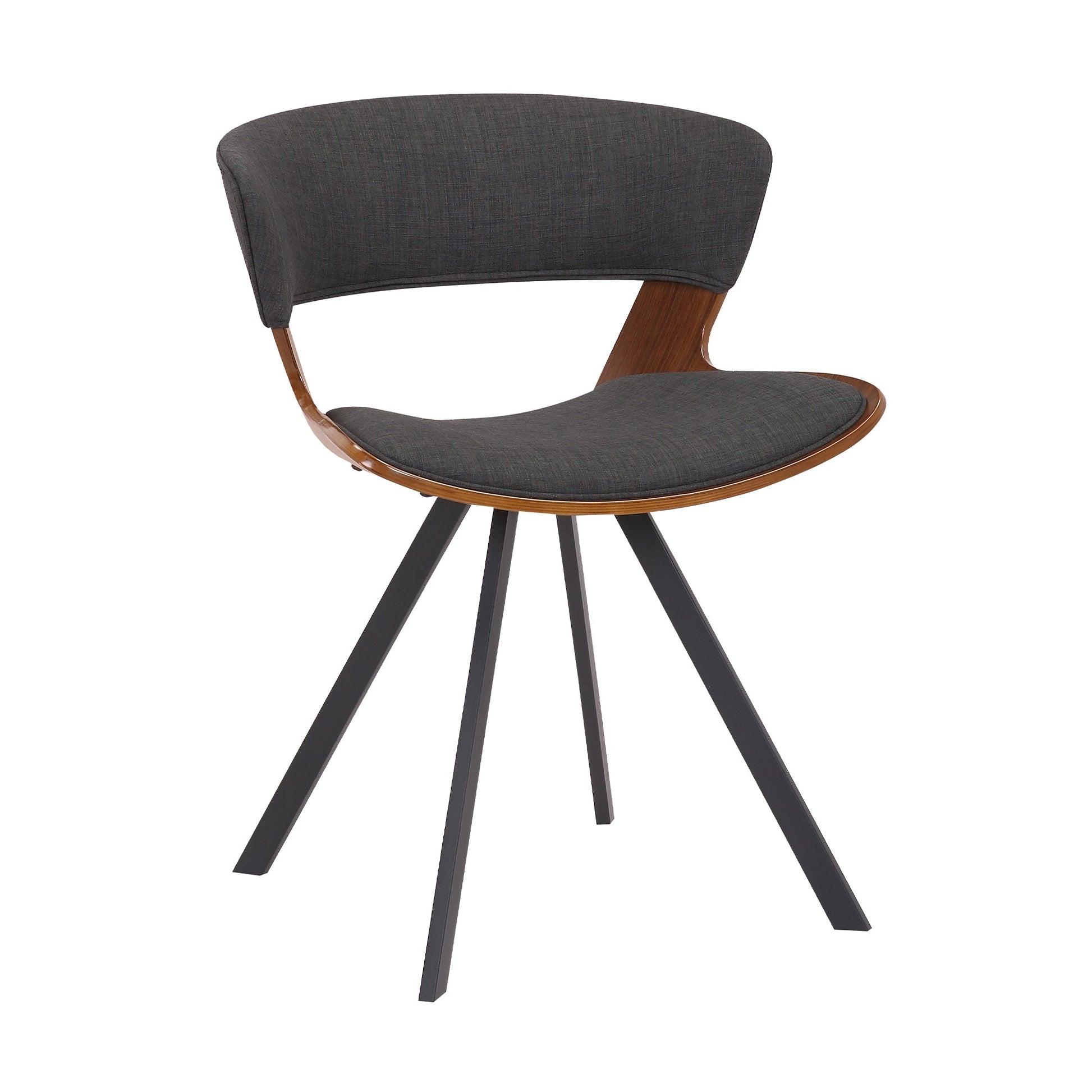 Benzara 18" Brown and Black Curved Padded Dining Chair With Angled Legs