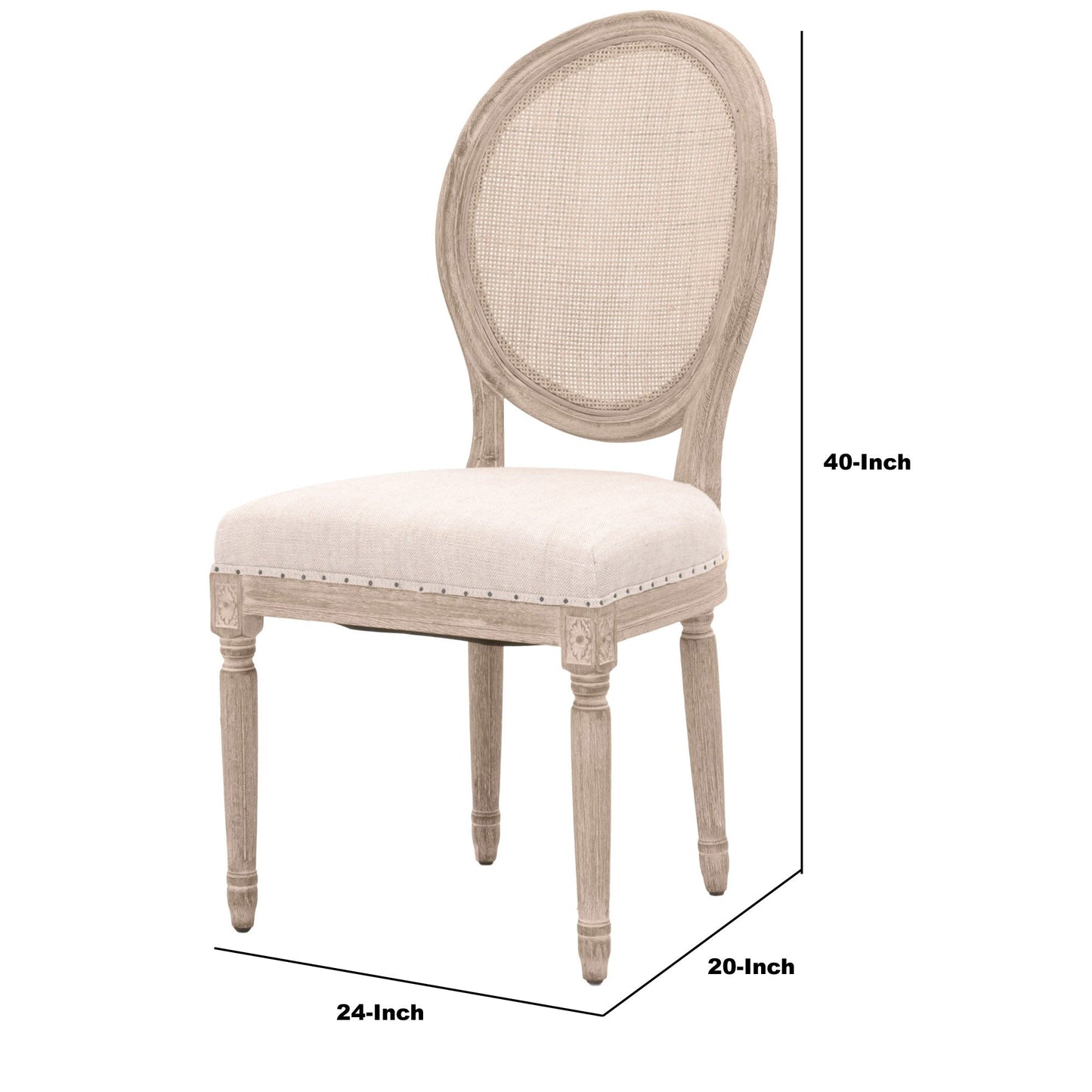 Benzara 19" Beige Cane Back Padded Dining Chair Set of Two