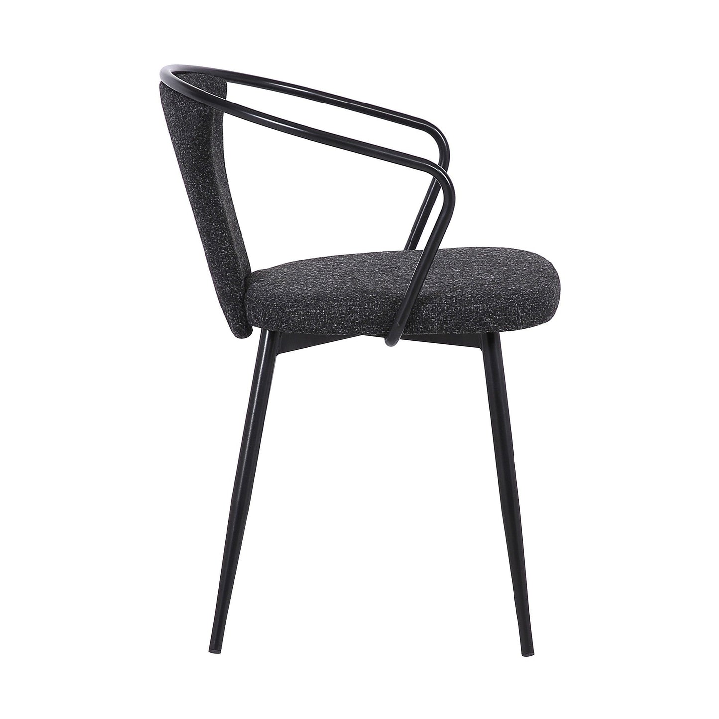 Benzara 19" Black Modern Fabric Dining Chair With Curved Back