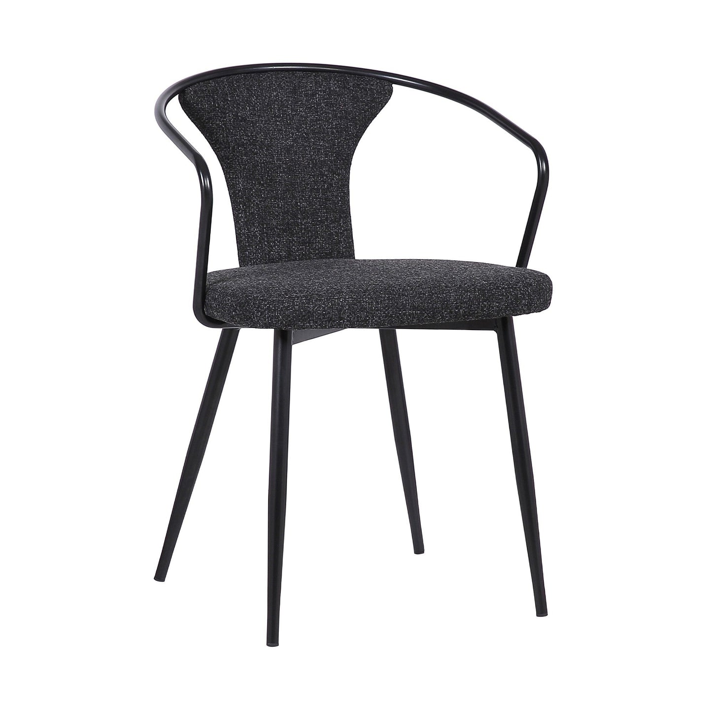 Benzara 19" Black Modern Fabric Dining Chair With Curved Back