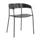 Benzara 19" Black Round Back Wooden Seat Dining Chair Set of Two