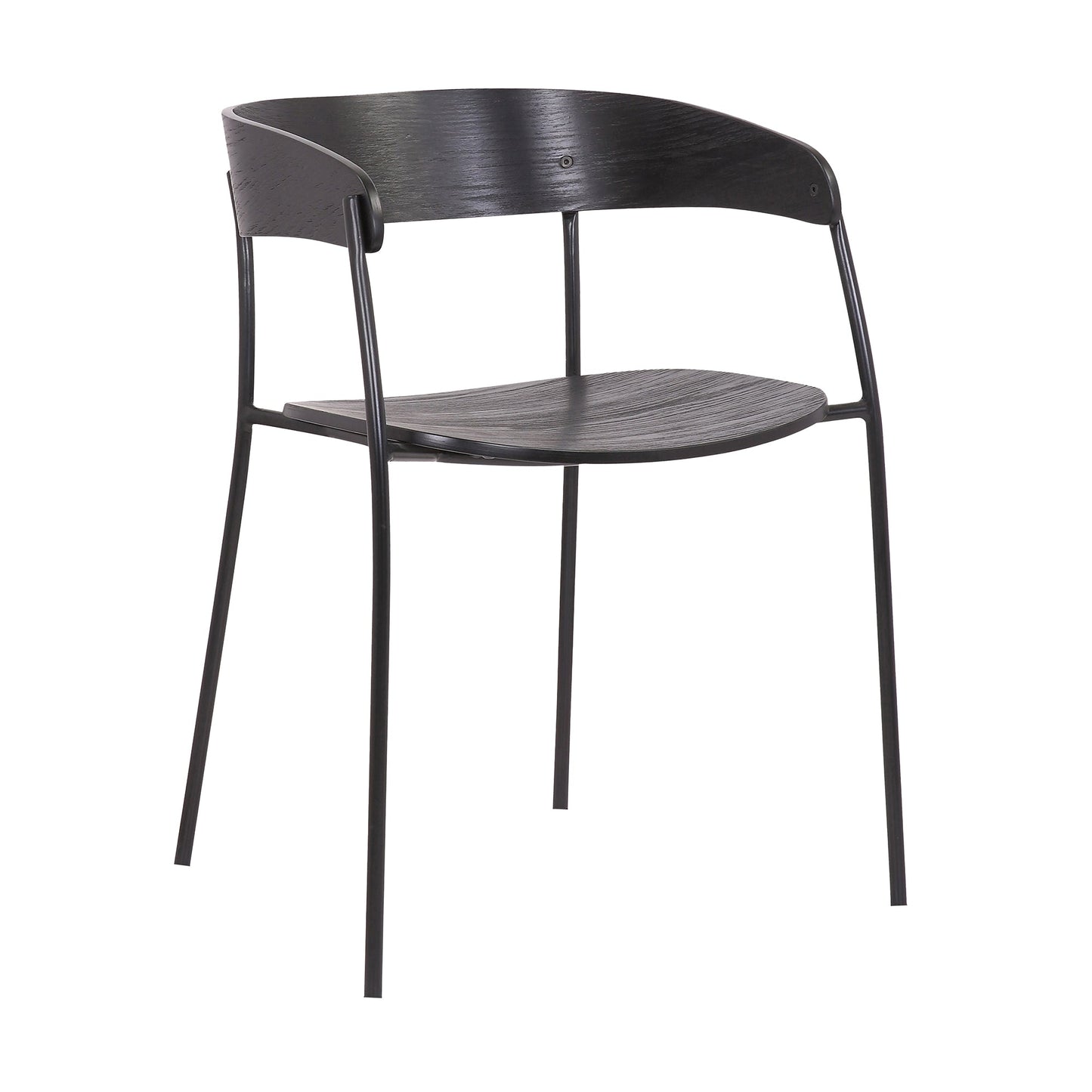 Benzara 19" Black Round Back Wooden Seat Dining Chair Set of Two